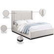 Meridian Furniture Logan Beige Linen Textured Fabric Queen Bed