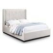 Meridian Furniture Logan Beige Linen Textured Fabric Queen Bed