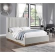 Meridian Furniture Logan Cream Linen Textured Fabric Full Bed