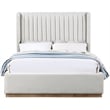Meridian Furniture Logan Cream Linen Textured Fabric Full Bed