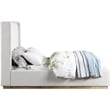 Meridian Furniture Logan Cream Linen Textured Fabric Full Bed