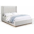 Meridian Furniture Logan Cream Linen Textured Fabric Full Bed