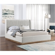 Meridian Furniture Logan Cream Linen Textured Fabric King Bed