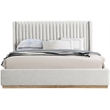 Meridian Furniture Logan Cream Linen Textured Fabric King Bed