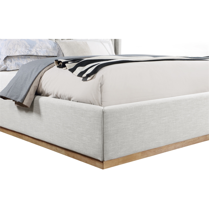 Meridian Furniture Logan Cream Linen Textured Fabric King Bed