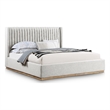 Meridian Furniture Logan Cream Linen Textured Fabric King Bed