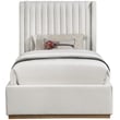 Meridian Furniture Logan Cream Linen Textured Fabric Twin Bed