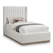 Meridian Furniture Logan Cream Linen Textured Fabric Twin Bed