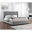 Meridian Furniture Logan Grey Linen Textured Fabric King Bed