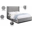 Meridian Furniture Logan Grey Linen Textured Fabric King Bed