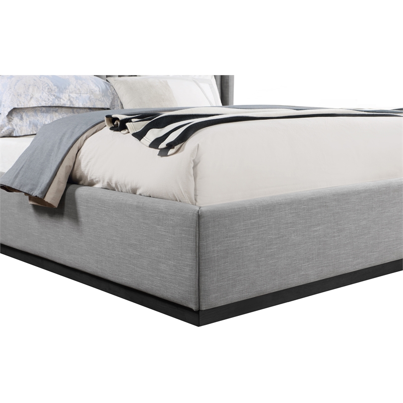 Meridian Furniture Logan Grey Linen Textured Fabric King Bed