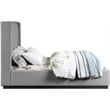 Meridian Furniture Logan Grey Linen Textured Fabric Queen Bed