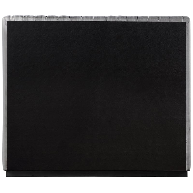 Meridian Furniture Logan Grey Linen Textured Fabric Queen Bed
