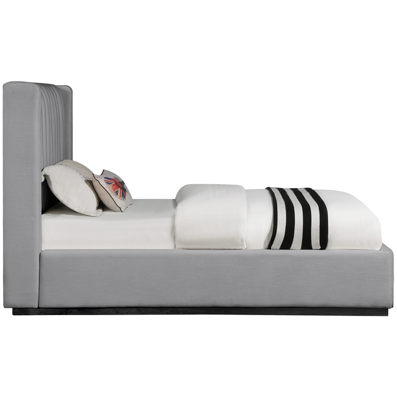 Meridian Furniture Logan Grey Linen Textured Fabric Twin Bed