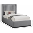 Meridian Furniture Logan Grey Linen Textured Fabric Twin Bed