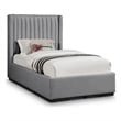 Meridian Furniture Logan Grey Linen Textured Fabric Twin Bed