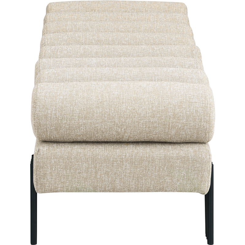 Meridian Furniture Akeela Beige Linen Textured Fabric Bench