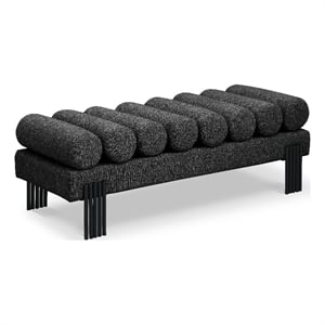 Meridian Furniture Akeela Black Linen Textured Fabric Bench
