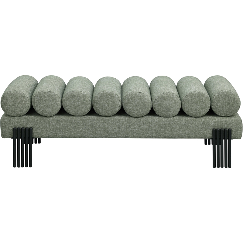 Meridian Furniture Akeela Green Linen Textured Fabric Bench