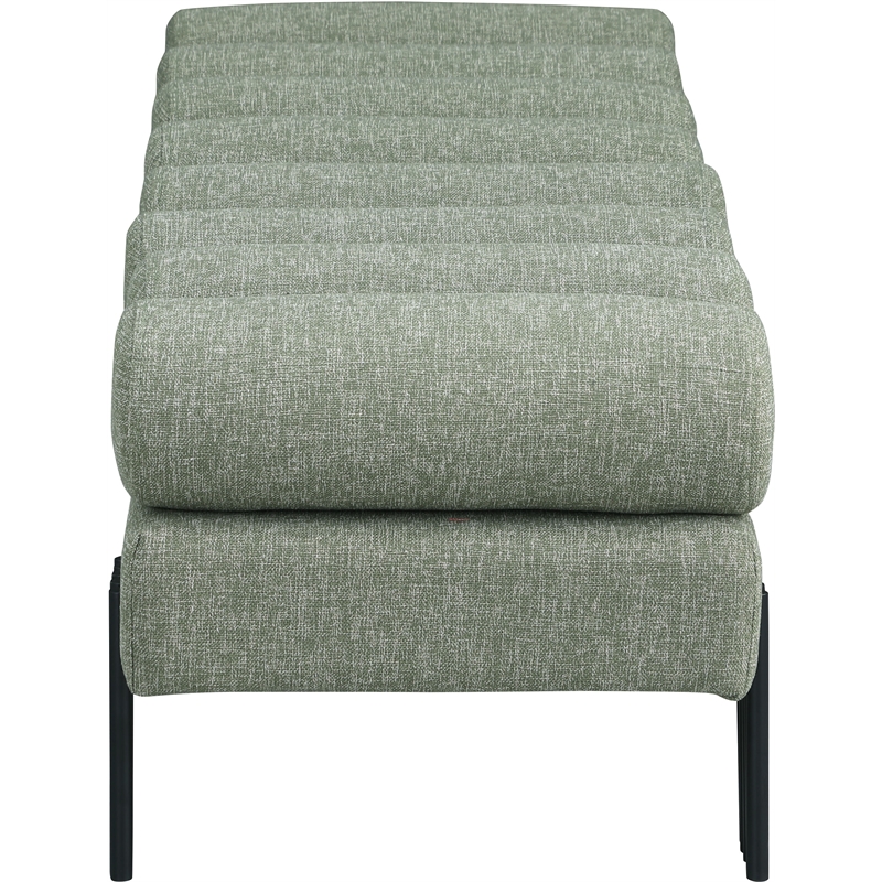 Meridian Furniture Akeela Green Linen Textured Fabric Bench