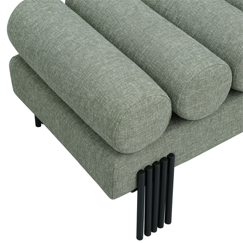 Meridian Furniture Akeela Green Linen Textured Fabric Bench