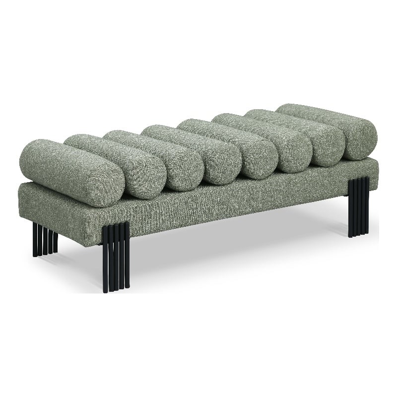 Meridian Furniture Akeela Green Linen Textured Fabric Bench