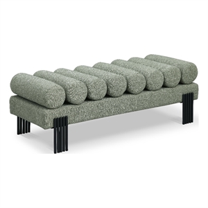 Meridian Furniture Akeela Green Linen Textured Fabric Bench