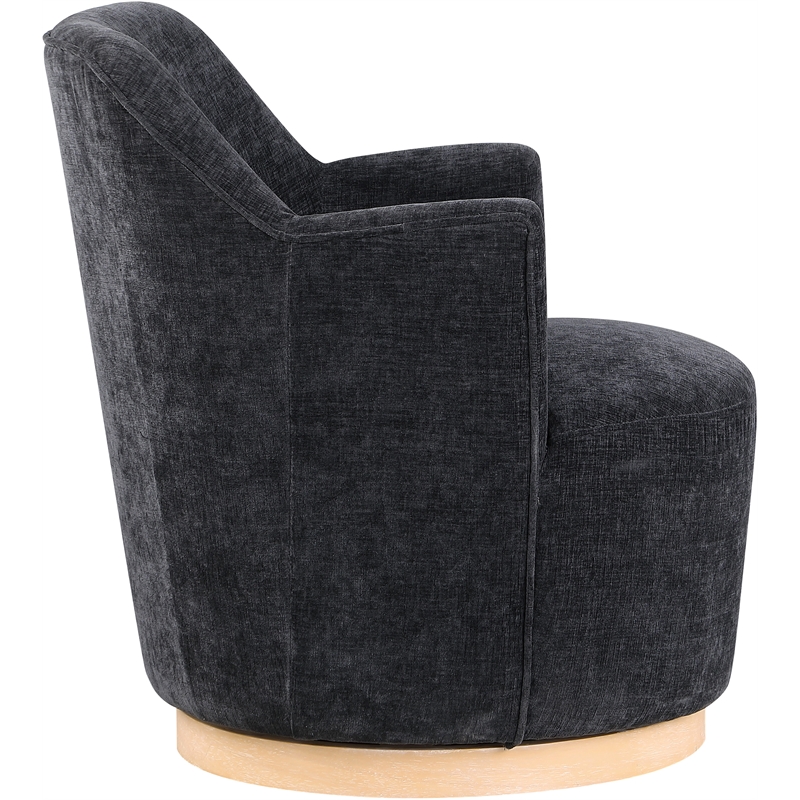 Meridian Furniture Clarita Black Chenille Fabric Swivel Accent Chair