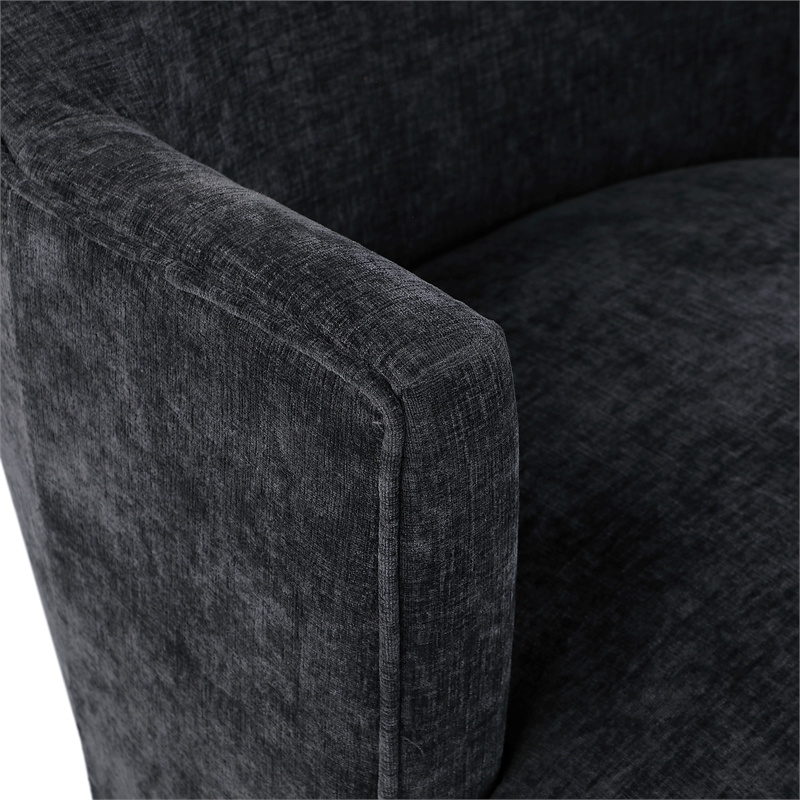Meridian Furniture Clarita Black Chenille Fabric Swivel Accent Chair
