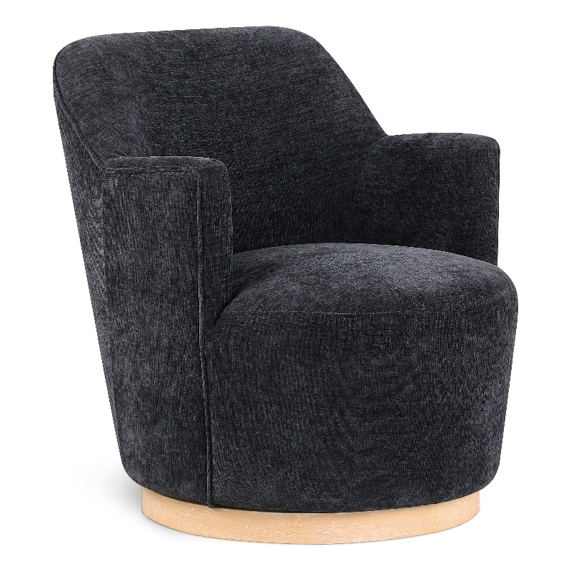 Meridian Furniture Clarita Black Chenille Fabric Swivel Accent Chair