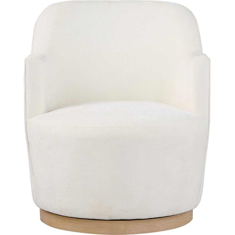 Meridian Furniture Clarita Cream Chenille Fabric Swivel Accent Chair