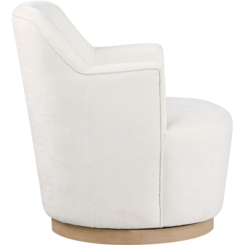 Meridian Furniture Clarita Cream Chenille Fabric Swivel Accent Chair
