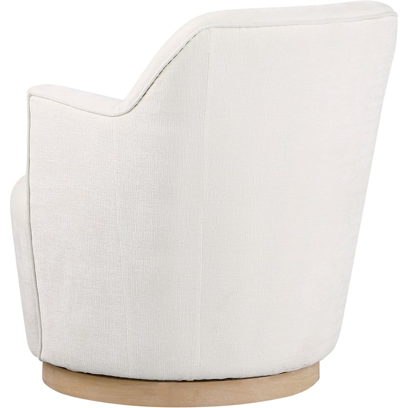 Meridian Furniture Clarita Cream Chenille Fabric Swivel Accent Chair