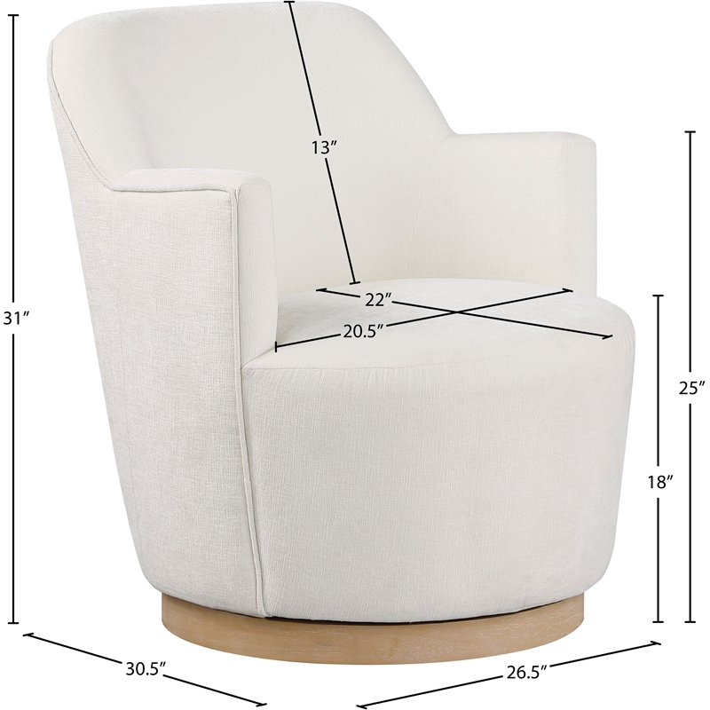 Meridian Furniture Clarita Cream Chenille Fabric Swivel Accent Chair