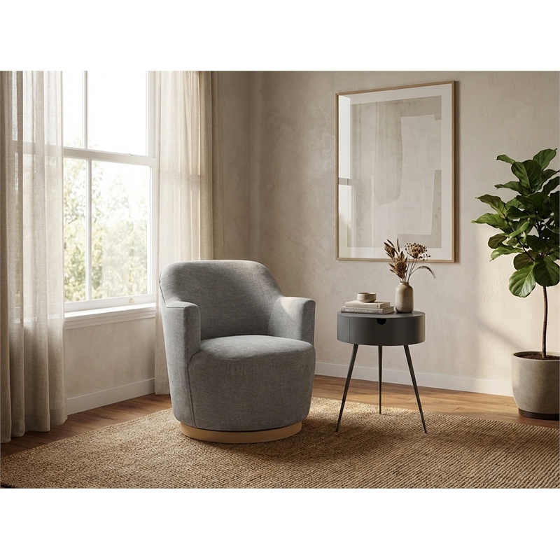 Meridian Furniture Clarita Light Grey Chenille Fabric Swivel Accent Chair