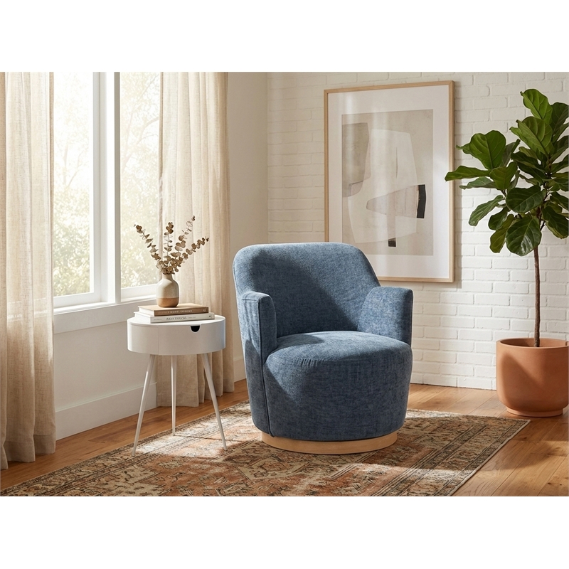 Meridian Furniture Clarita Light Blue Chenille Fabric Swivel Accent Chair