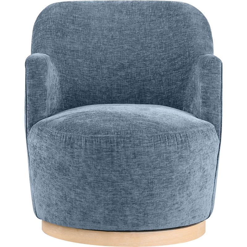 Meridian Furniture Clarita Light Blue Chenille Fabric Swivel Accent Chair