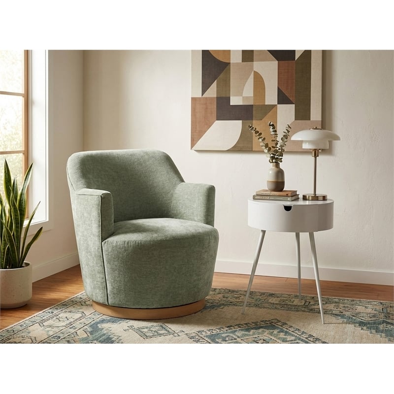 Meridian Furniture Clarita Mint Chenille Fabric Swivel Accent Chair