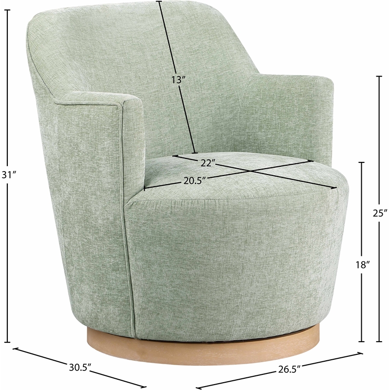Meridian Furniture Clarita Mint Chenille Fabric Swivel Accent Chair