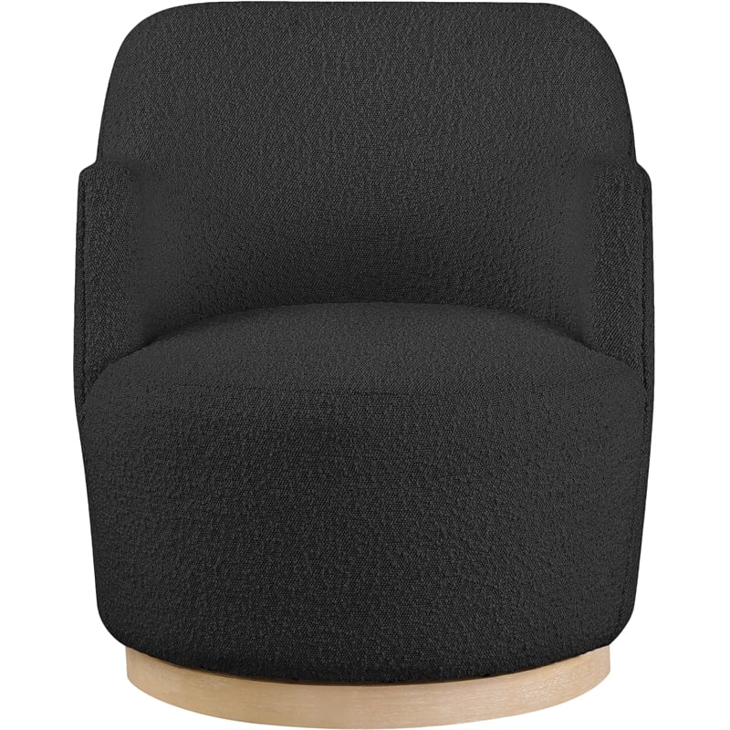 Meridian Furniture Clarita Black Boucle Fabric Swivel Accent Chair