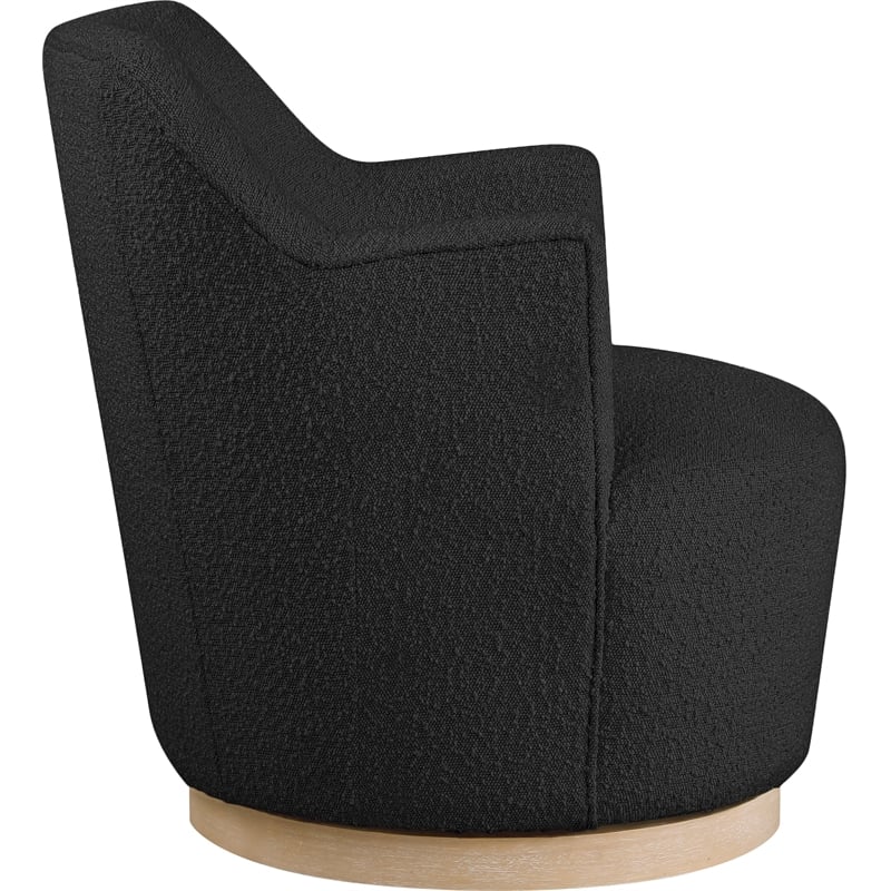 Meridian Furniture Clarita Black Boucle Fabric Swivel Accent Chair