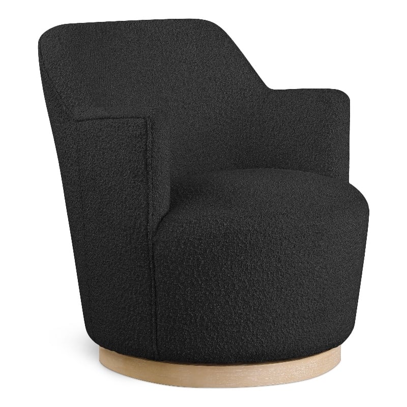 Meridian Furniture Clarita Black Boucle Fabric Swivel Accent Chair