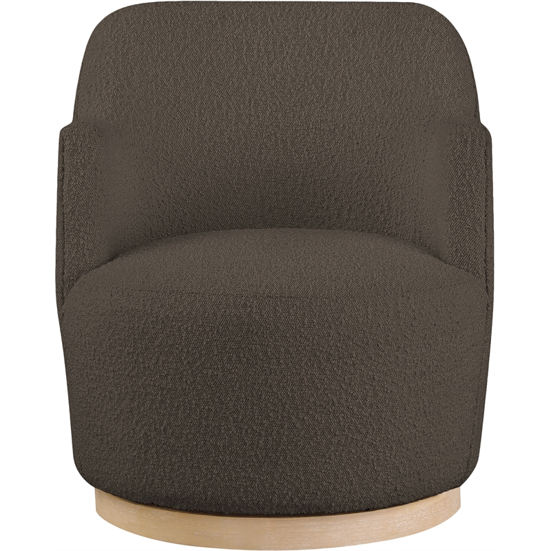 Meridian Furniture Clarita Brown Boucle Fabric Swivel Accent Chair