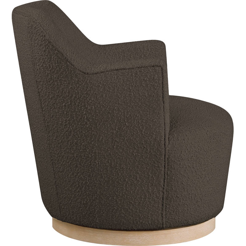 Meridian Furniture Clarita Brown Boucle Fabric Swivel Accent Chair