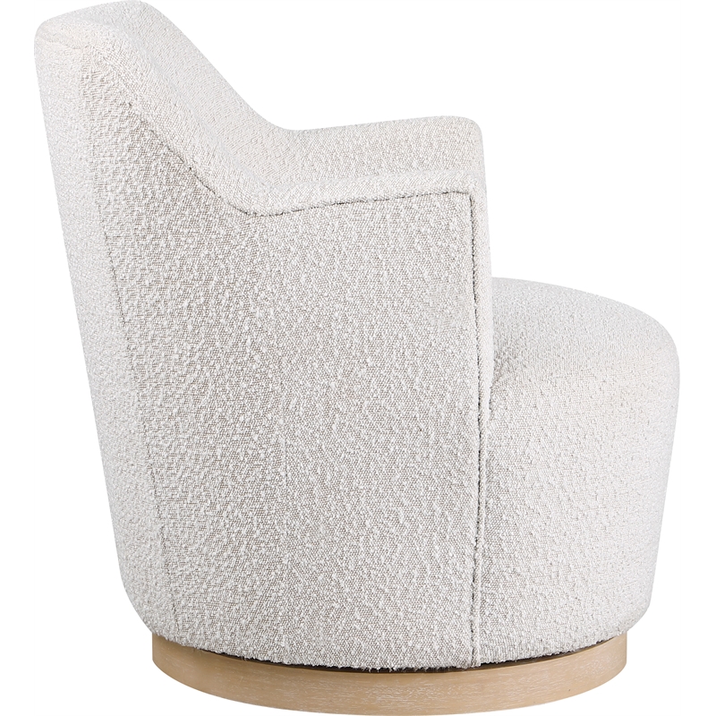 Meridian Furniture Clarita Cream Boucle Fabric Swivel Accent Chair