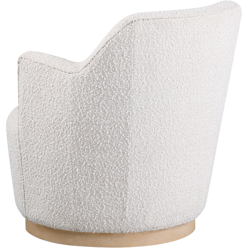Meridian Furniture Clarita Cream Boucle Fabric Swivel Accent Chair