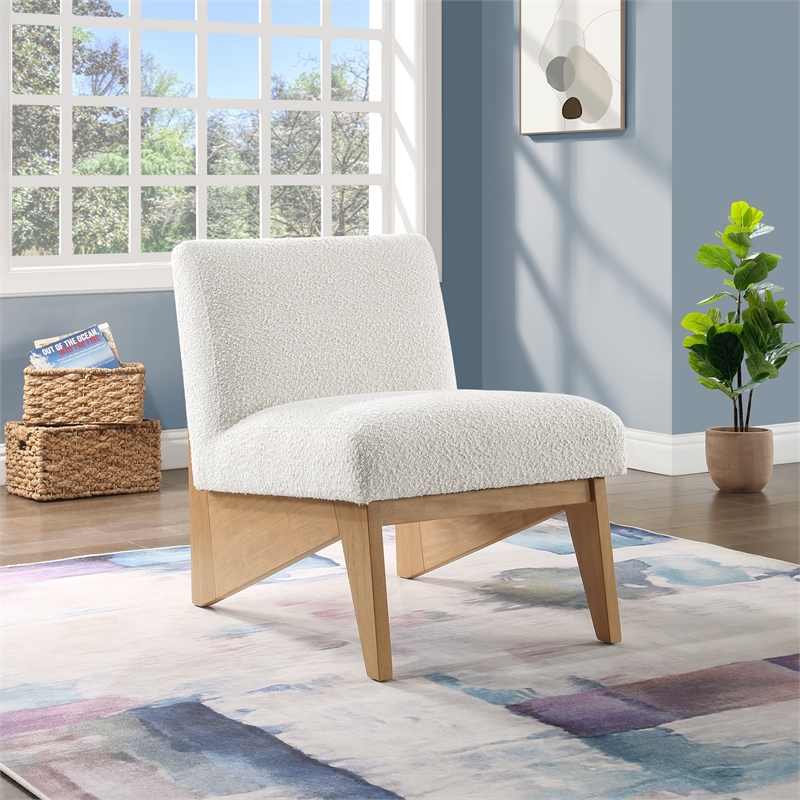 Meridian Furniture Chapman Cream Boucle Fabric Accent Chair