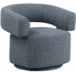 Meridian Furniture Niya Blue Linen Textured Fabric Swivel Accent Chair