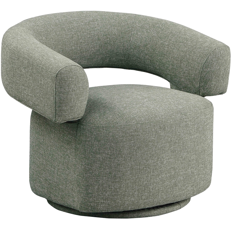 Meridian Furniture Niya Green Linen Textured Fabric Swivel Accent Chair