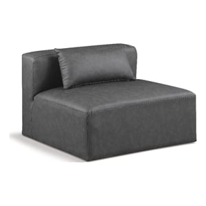 Meridian Furniture Cube Charcoal Grey Vegan Leather Armless Chair